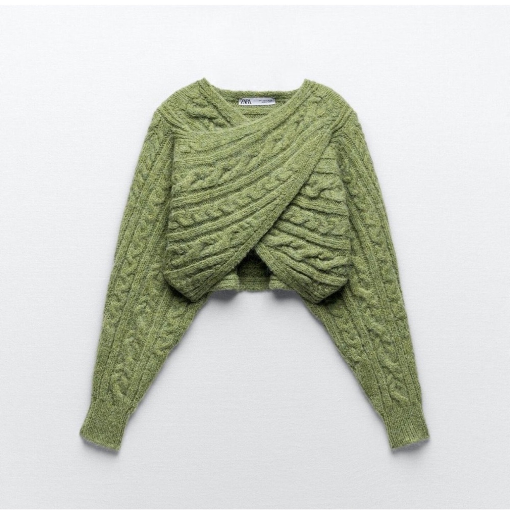 Zara Green Cable Knit Sweater